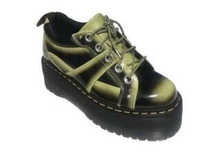 Dr Martens 5 Eye Quad Max Platform Shoes Arcadia Leather Womens 8 Lime Green